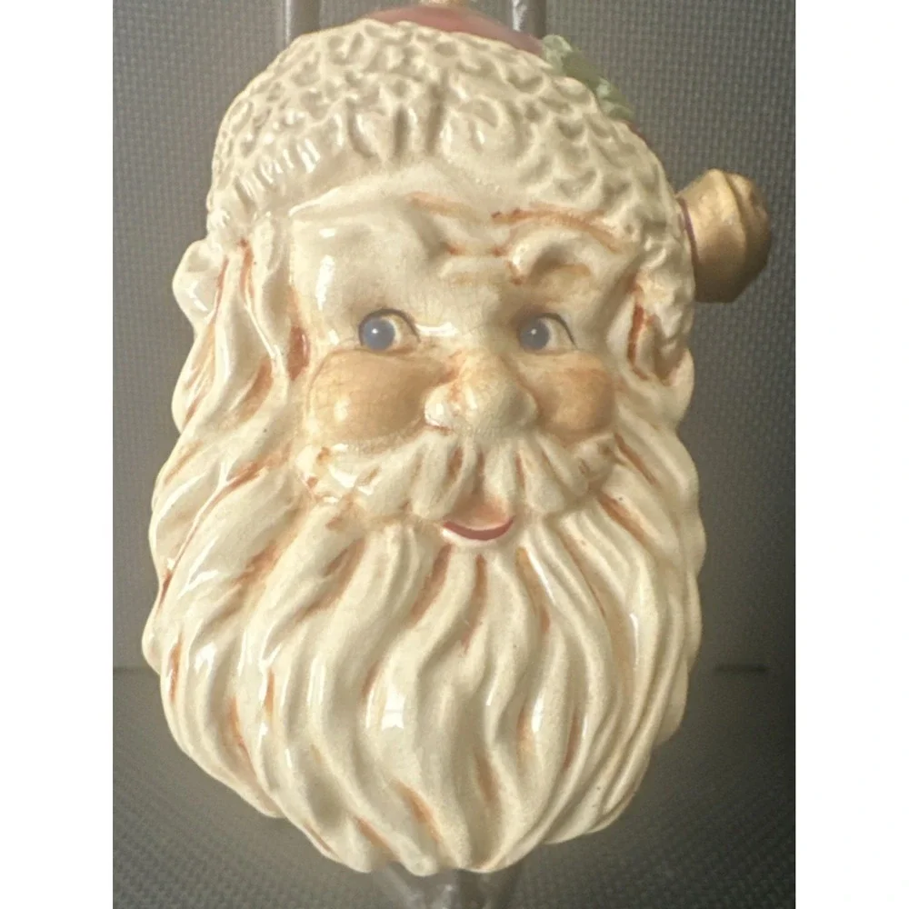 Ceramic Santa Claus Head Christmas Ornament Holiday Decor 4